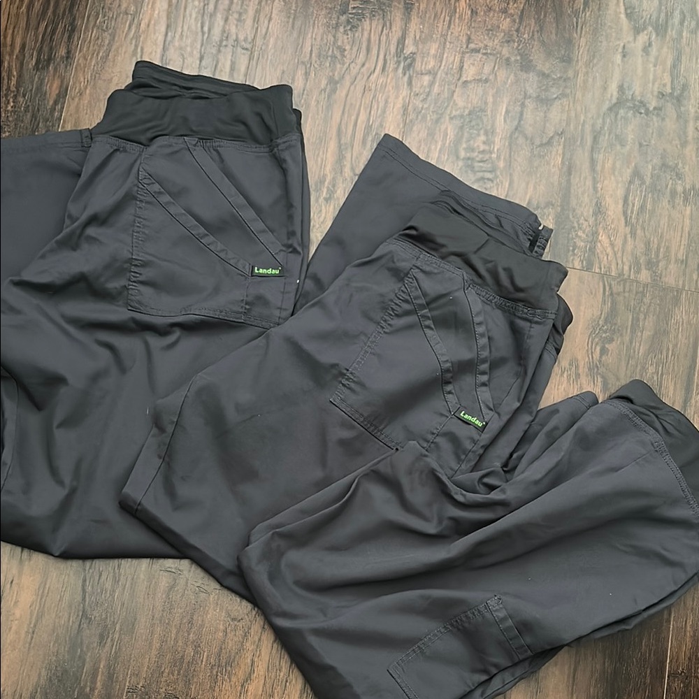 3 Pair Landau Gray Cargo Scrub Pants Relaxed Fit